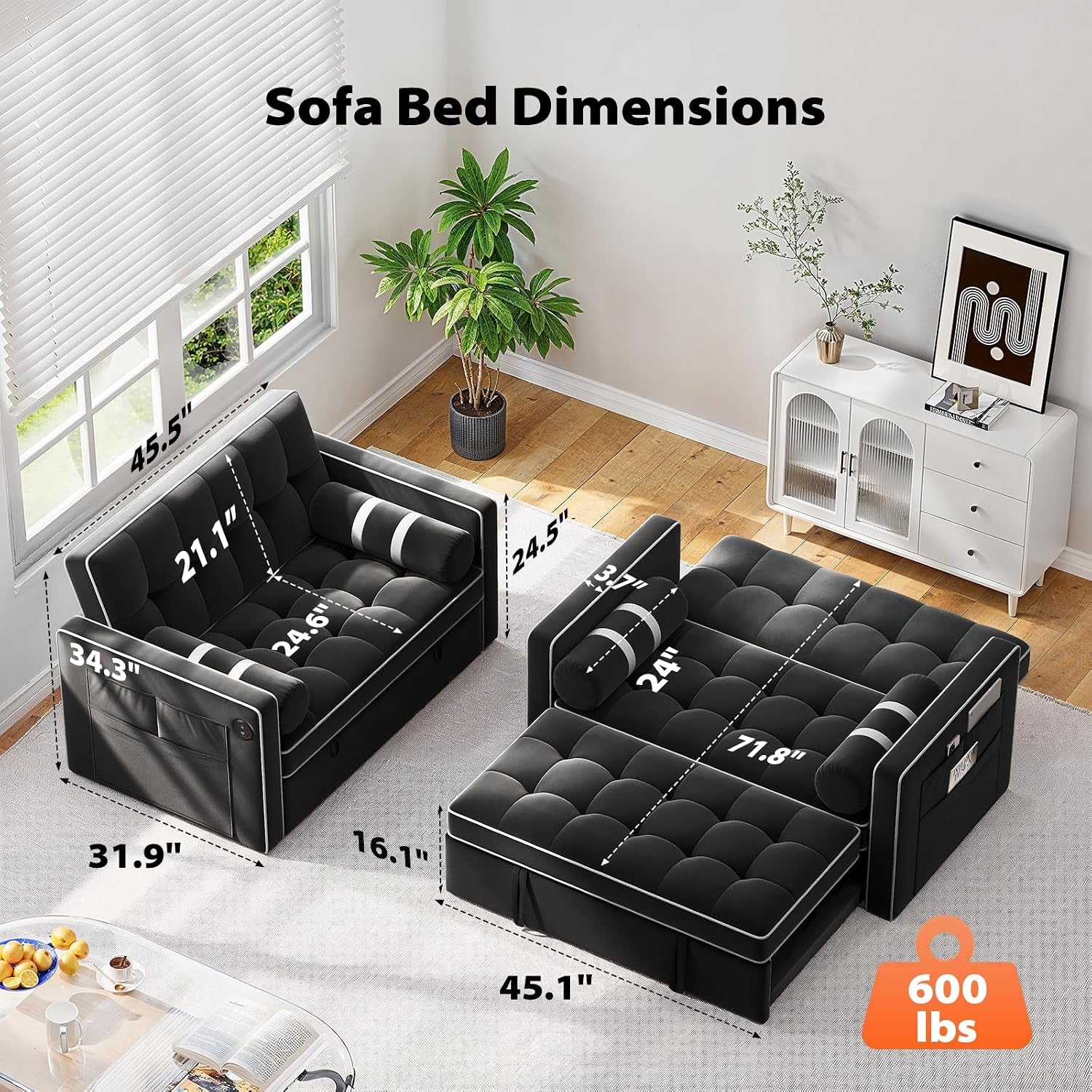 3-in-1-sleeper-sofa-bed-with-adjustable-backrest-black-velvet