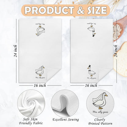 Funny Mr and Mrs Silly Goose Kitchen Towels, Wedding Gifts for Couples Newlyweds Dish Tea Towels for Kitchen Decor, Just Married Gifts Decorative Hand Towels for Bathroom, 16X24 Inch Set of 22