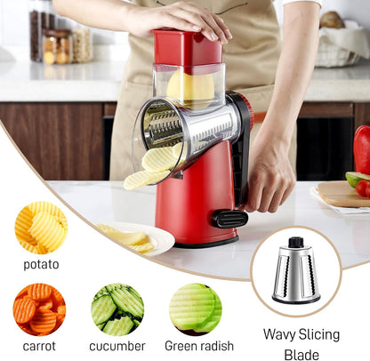 4 in 1 Large Rotary Cheese Grater Hand Crank (Red Black 4 Graters)3