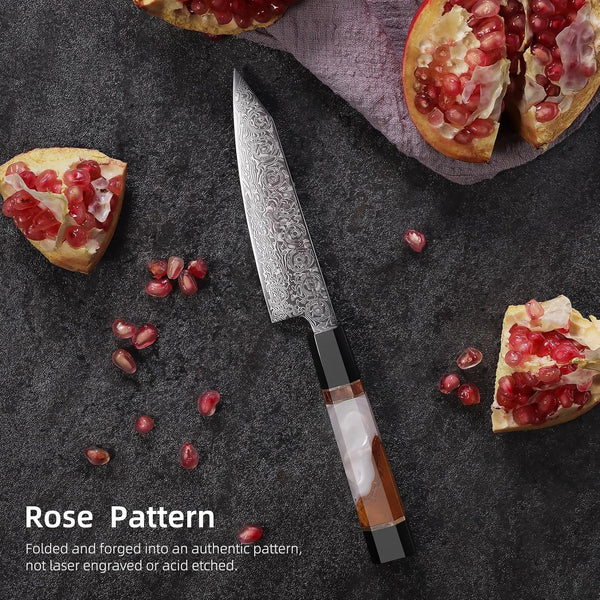 5 Inch Small Kitchen Utility Knife, Sharp Fruit Paring Tool & Elegant Pairing Blade for Everyday Cooking (BLACK-ROSE Series)3