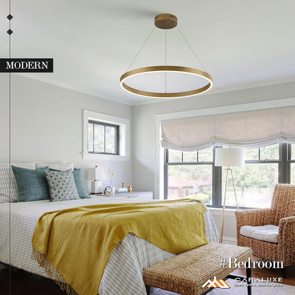Modern LED Ring Chandelier Brass Gold Chandeliers 24In Dimmable9