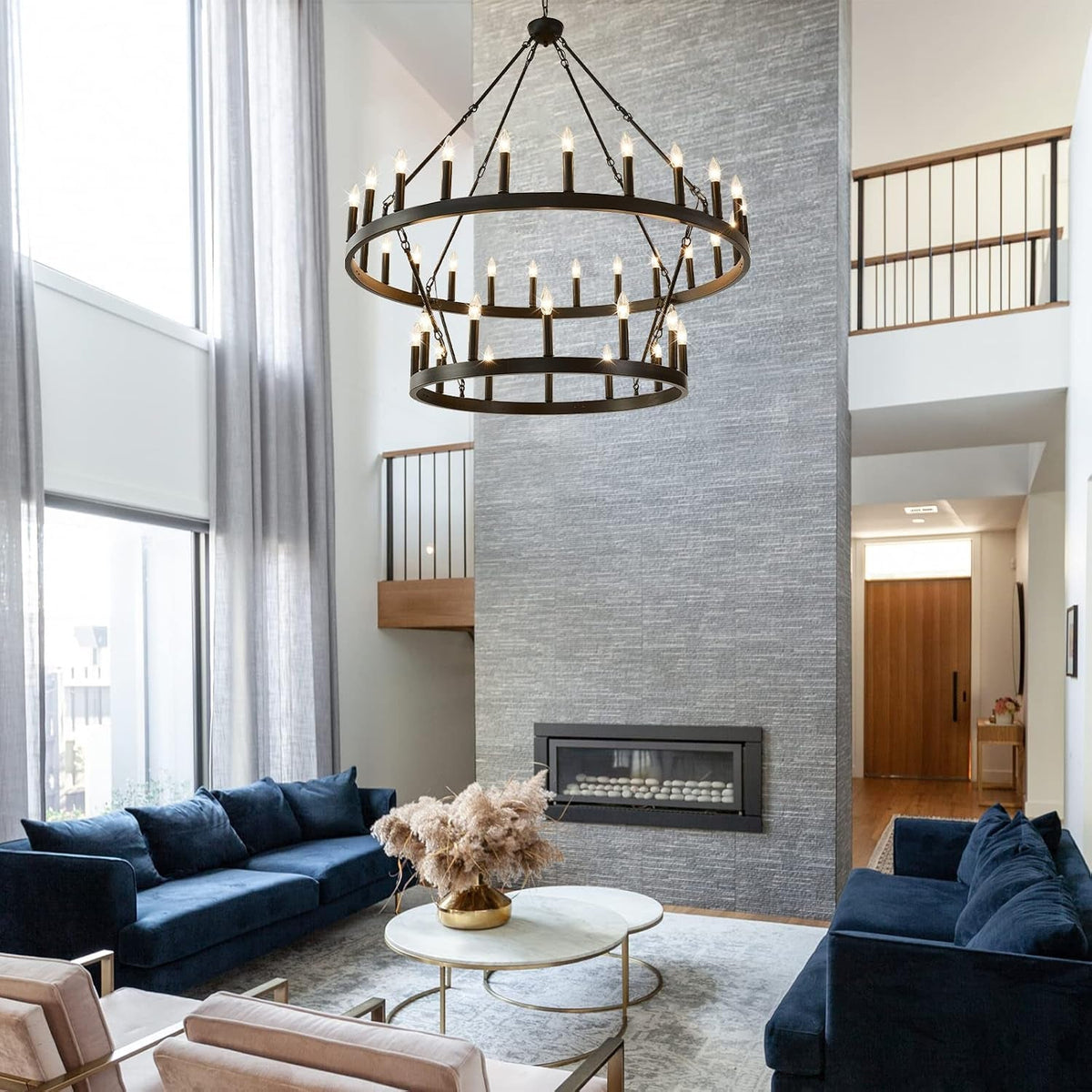 48-wagon-wheel-chandelier-36-light-large-black-chandelier-high-ceiling