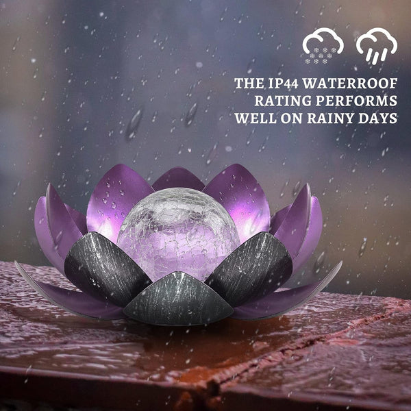 Solar Light Outdoor, Metal Glass Decorative Waterproof Garden Light LED Solar Flower Lights for Patio, Lawn,Walkway,Tabletop,Ground (Purple)3