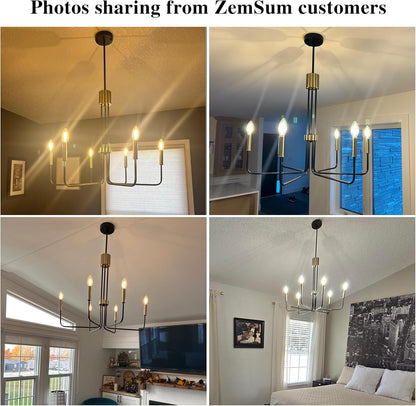 Black and Gold Chandelier 8 Light Modern Chandeliers Ceiling Lights6