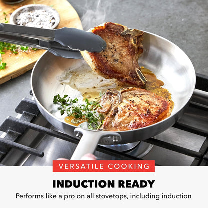X Bobby Flay 10 Piece Stainless Steel Cookware Set, Tri-Ply Multiclad Pots & Pans, Professional Grade, Oven & Broiler Safe to 600°F, Dishwasher Safe, Durable, Induction Compatible, Silver5