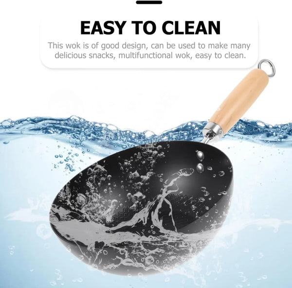 Small Iron Pot Japanese Style Mini Wok 8 Inch Flat Bottom Cast Iron Pan for Single Serving Cooking Compatible with Induction Gas Electric Stoves7