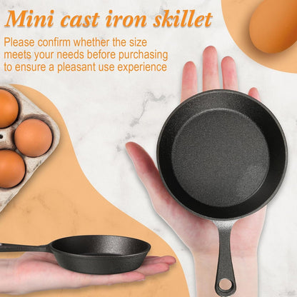 10 Sets 4 Inches Cast Iron Skillets Mini Black Iron Nonstick Frying Pan Small Sizzling Plate Egg Pan Cast Pot Bundle with Oil Brush for Indoor and Outdoor Restaurant Kitchen | Small Sizzling Plate Indoor Outdoor Cooking, Egg Pan Bundle with Brush, Individual Serving Dishes for Restaurant Kitchen3