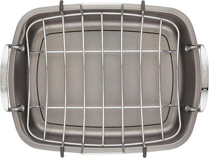Total Bakeware Nonstick Roaster, Roasting Pan with Rack, 17-Inch X 13-Inch, Gray2