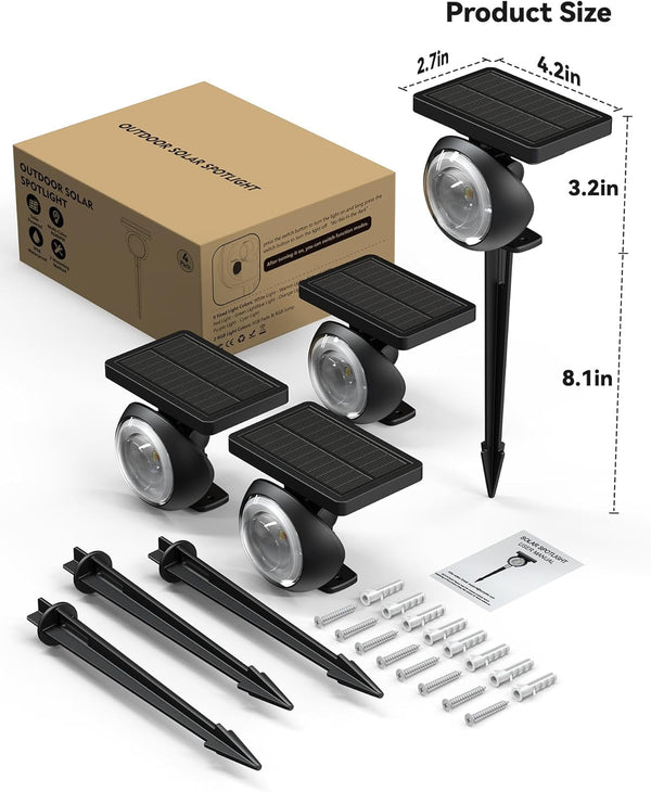 Focusing Solar Spot Lights Outdoor Waterproof, RGB+3CCT Tree Uplights 4Pack7