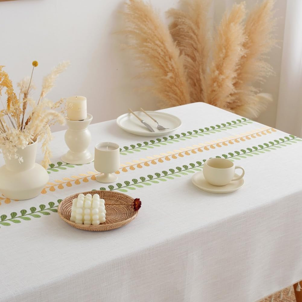 rectangular-tablecloth-embroidery-leaf-pattern-table-cloth-wrinkle-free-heavy-weight-cotton-linen-farmhouse-tablecloth-tassel-fabric-table-cover-for-dining-kitchen-buffet