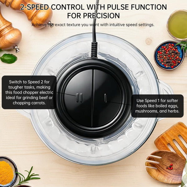 Electric Food Processor and Vegetable Chopper, 2L Glass Bowl Small Food Mixer for Meat, Vegetables, Nuts, with 2-Speed & Pulse Control for Easy Clean, Compact Kitchen Gadget5