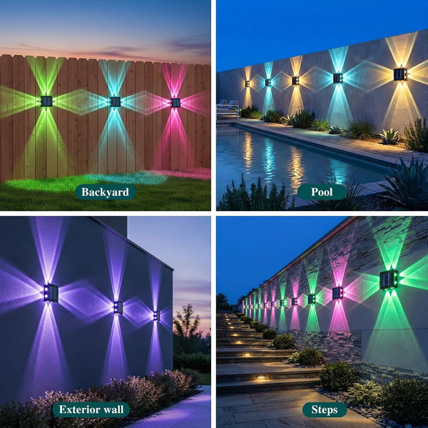 Solar Wall Lights Outdoor 2 Pack,Rgb Fence Lighting7