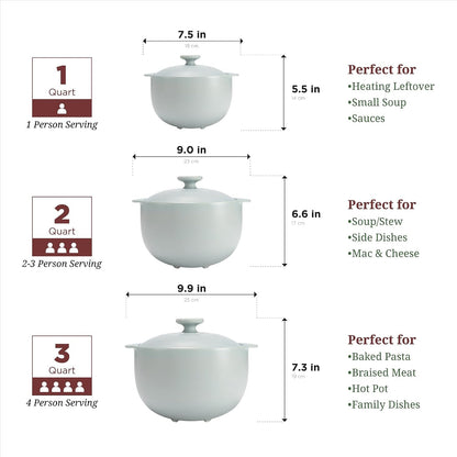 MINH LONG 2-Qt Porcelain Dutch Oven with Lid – Lead & Cadmium Free, Oven Safe to 482°F, Heat Retention, Clay Pot for Cooking on Gas & Infrared Cooktop, Use to Marinate, Cook, Bake, Refrigerate & Serve6