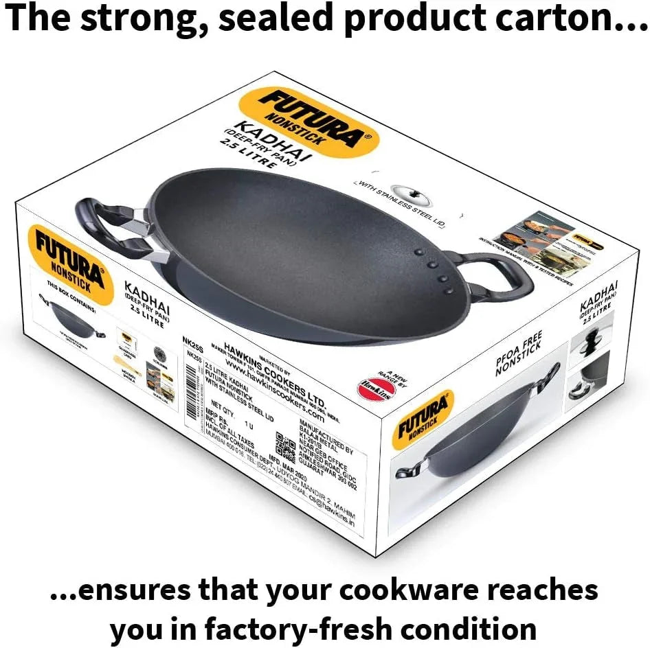 futura-nonstick-kadhai-2-5-l-26-cm-3-25-mm-with-ss-lid-black