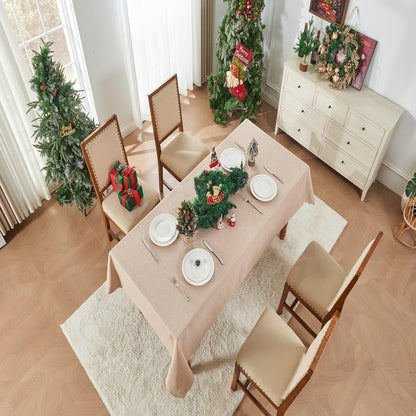 Faux Linen Rectangle Tablecloth Spill-Proof Wipe-Clean Dining Table Cover for Kitchen Party Holiday Everyday Use2