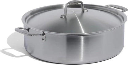 Made in Cookware - 10 Quart Stainless Steel Rondeau Pot W/Lid - 5 Ply Stainless Clad - Professional Cookware - Crafted in Italy - Induction Compatible1