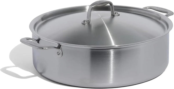 Made in Cookware - 10 Quart Stainless Steel Rondeau Pot W/Lid - 5 Ply Stainless Clad - Professional Cookware - Crafted in Italy - Induction Compatible1