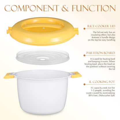 Microwave Rice Cooker 4-Cup Rice Container for Microwave Food Grade Cooker for Soup Pasta Oatmeal Stews Vegetables 7.08 X 7.08 X 5.90 In7