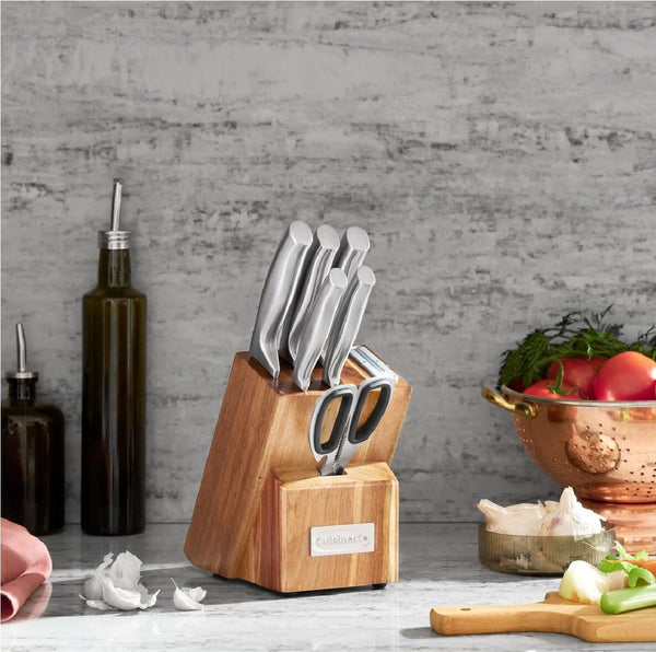 7 Pc Stainless Steel Essentials Cutlery Block Set with Built in Sharpener5