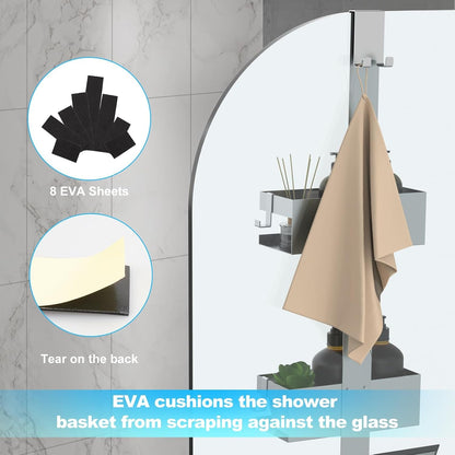 Shower Caddy Hanging, over Frameless Glass Door Shower Shelf, Silver5