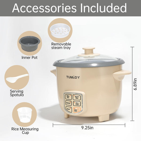 3 Cups Rice Cooker Small, Electric Rice Maker Cooker with Steamer Tray, Nonstick Inner Pot, 6-Cups Cooked/3-Cups Uncooked, Automatic Keep Warm, Yellow8