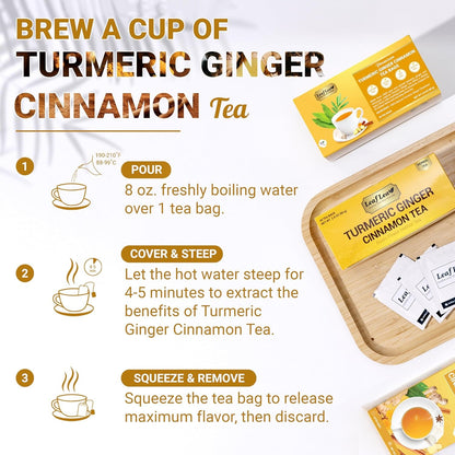 Turmeric Ginger Cinnamon Tea Bags, 40 Ct Caffeine-Free Herbal Tea | Individually Foil-Wrapped for Freshness, 100% Natural Blend, No Sugar, Vegan, Non-Gmo, Warming Golden Cup for Wellness9