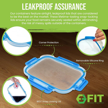 Glass Meal Prep Containers 2 and 3 Compartments, Leak-Proof, 32 Oz, 4 Pack4