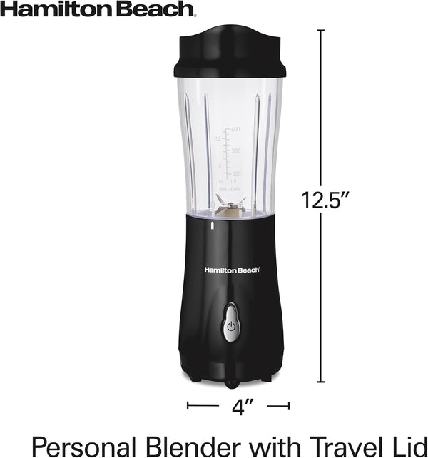 Portable Blender for Smoothies with 14 Oz. Travel Jar | BPA Free Jar & Lid | Durable Stainless Steel Blades | 300 Watts Peak Power | Personal Smoothie Blender | Black | 51101AG8