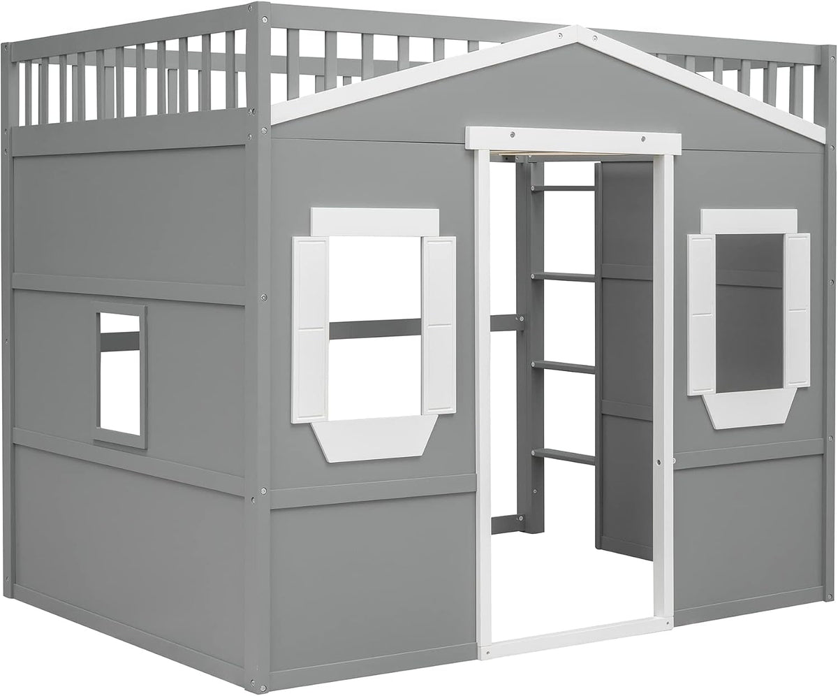 full-size-wood-loft-bed-house-bed-frame-with-ladder-and-safety-guardrails-for-kids-no-box-spring-needed-gray-white