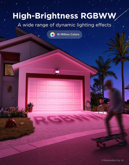 Govee Outdoor Wall Flood Light, 3000LM RGBWW 6500K, IP65 PIR Motion Sensor3