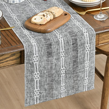 Dark Grey Farmhouse Embroidered Hollow Table Runner, Seasonal Kitchen Dining Table Decoration for Home Party Decor 13X72 Inch1