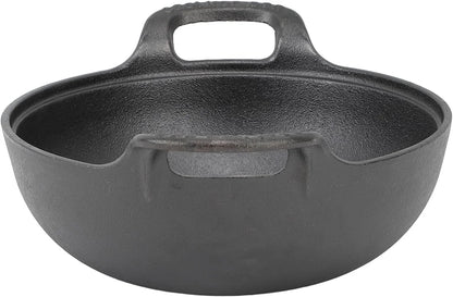 Cast Iron Wok Pan 14 Inch Pre Seasoned Flat Bottom Stir Fry Skillet with Wooden Lid and Handle Oven Safe for Asian Cooking Stir Fry Soup and Stew (25Cm)3