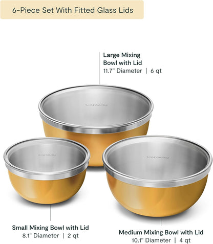 Caraway 7-Piece Mixing Bowl Set with Lids and Lid Storage Organizer2