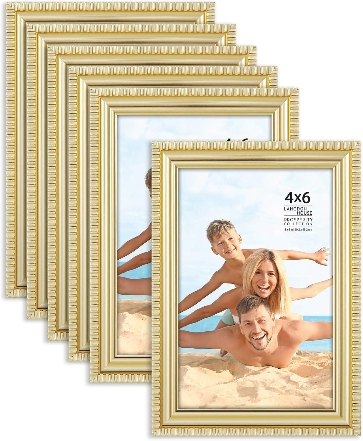4x6-picture-frames-gold-6-pack-contemporary-frame-set-wall-mount-or-table-top-prosperity-collection