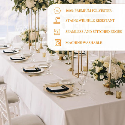 6 Pack White Table Cloth Rectangle 60X102 Inch Tablecloth Fit 6FT | Wrinkle Resistant Polyester Tablecloths for 6 Foot Rectangle Tables Washable Fabric Table Covers for Party, Wedding Banquet5