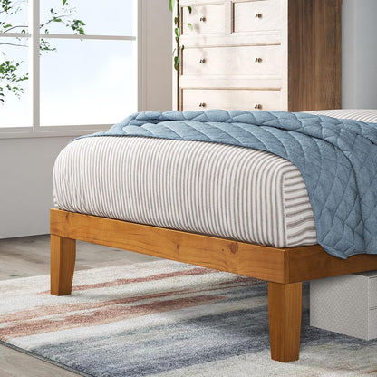 Alexia Wood Platform Bed Frame, Solid Wood Foundation, No Box Spring Needed, Wood Slat Support, Easy Assembly, Rustic Pine, Twin4