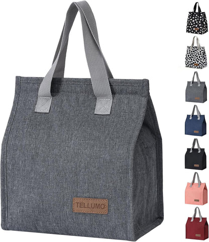 Insulated Lunch Bag for Men Women, Large Reusable Leakproof Lunch Box Container, Small Portable Thermal Snack Bag, Reusable Travel Office Work Beach Cooler Tote Bag for Adults, Grey1