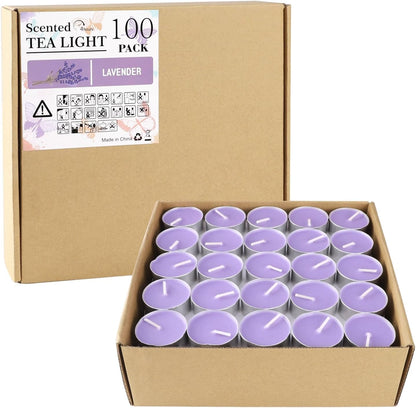 Purple Lavender Scented Tealight Candles - Giant 100 Pack Candles -Smokeless, 4 Hour Burn - Gift Set for Valentine'S Day, Christmas, Weddings Centerpiece & Home Decor2