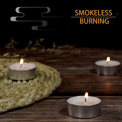 Tea Light Candles 32Pcs, 4 Hour Long Time Burning, Bulk White Unscented Smokeless Tea Candles for Home, Shabbat, Weddings, Events, Emergencies (32Pcs-White)4
