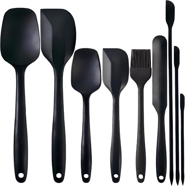Silicone Spatula Set 9Pcs, Heat Resistant 572°F, Food-Grade Silicone, Bpa-Free for Baking, Cooking & Mixing, Non-Stick, Dishwasher Safe, Rubber Spatulas & Baking Spatula Set, Black1