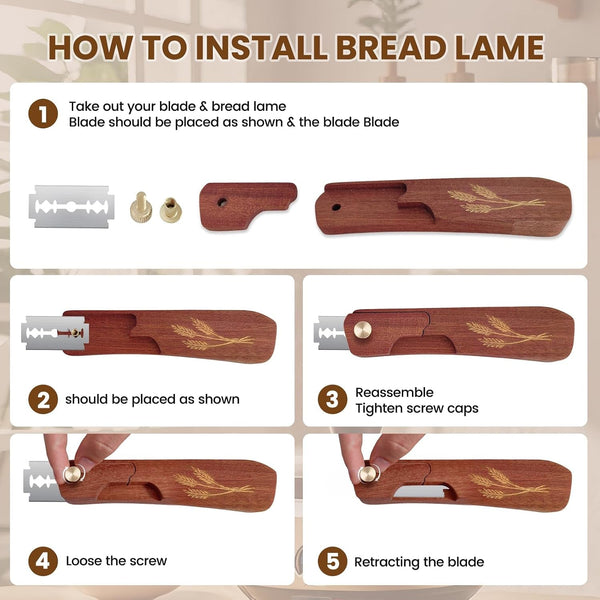 Wooden Bread Lame Scoring Tool for Sourdough with Screw Lock4