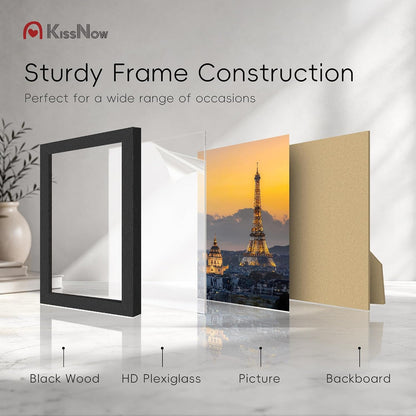 4X6 Picture Frame 4 Pack, Black Solid Wood, Wall or Tabletop6