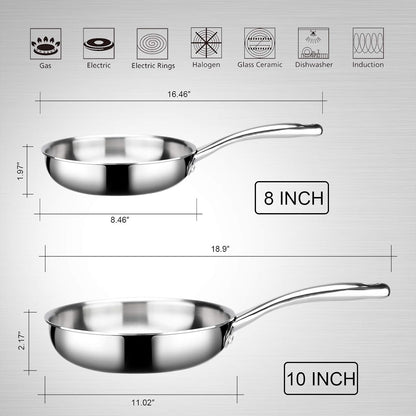 Tri-Ply Stainless Steel Stir Frying Pan, 10 Inch Induction Skillet | Whole Clad Stainless Steel Wok Pan for Stir Fry, Sautéing and Quick Meals5