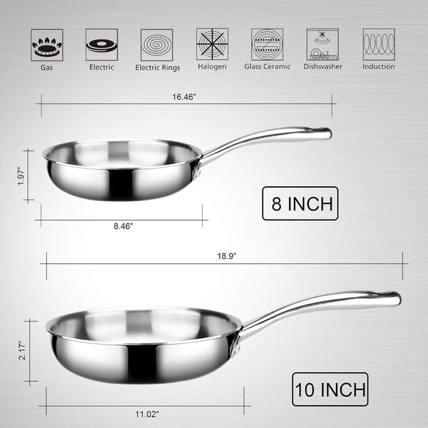 Tri-Ply Stainless Steel Stir Frying Pan, 10 Inch Induction Skillet | Whole Clad Stainless Steel Wok Pan for Stir Fry, Sautéing and Quick Meals5