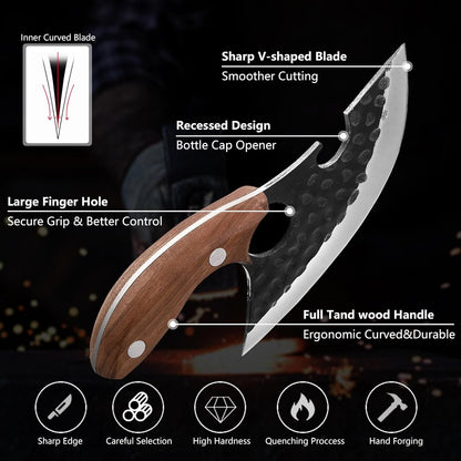 Viking Knife，Ulu Boning Kitchen Knives for Meat Cutting.3