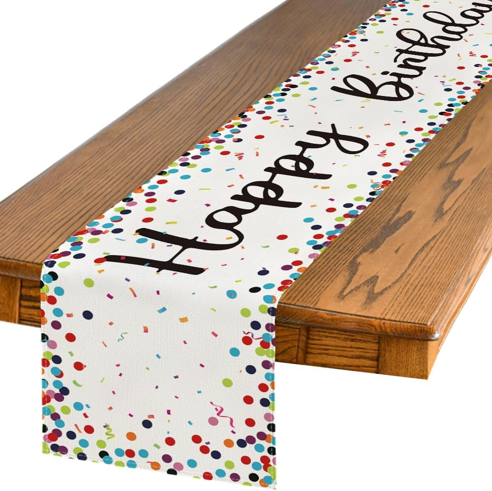 polka-dot-beige-happy-birthday-table-runner-seasonal-kitchen-dining-table-decoration-for-home-party-decor-13x72-inch