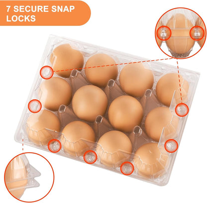 100 Pack Clear Plastic Egg Cartons, Reusable Stackable Egg Containers for Farm, Market & Fridge Storage, 3×4 Grid3