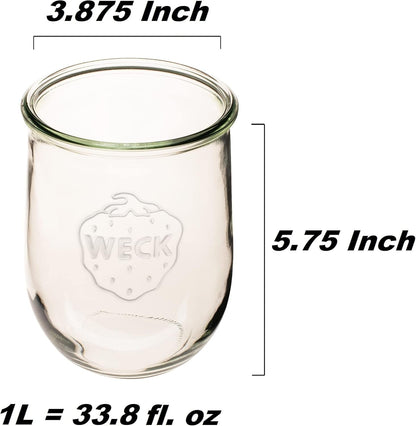 Tulip Jar - Sour Dough Starter Jars for Sourdough - 1 X  745 Large Clear Jar with Wide Mouth - 1 Liter Includes Glass Lid, Rubber Seal and Steel Clips2