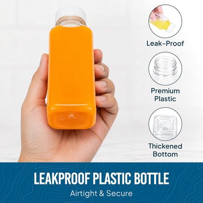 Plastic Juice Bottles with Caps, Reusable Juicing Bottles, Clear Drink Containers with Lids for Juicing, Smoothie and Other Beverages - 12Oz 6Pcs2