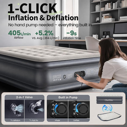 Air Mattress Full with Built in Pump, 18" H Inflatable Bed, 600Lb5